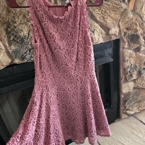 Elegant Floral Lace Mini Dress in Pink